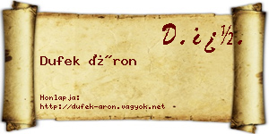Dufek Áron névjegykártya